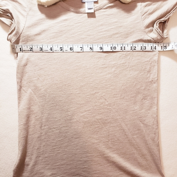 Adorable MANGO Tan Tee Detachable Necklace Top Short Sleeve Crewneck Shirt - Picture 7 of 9